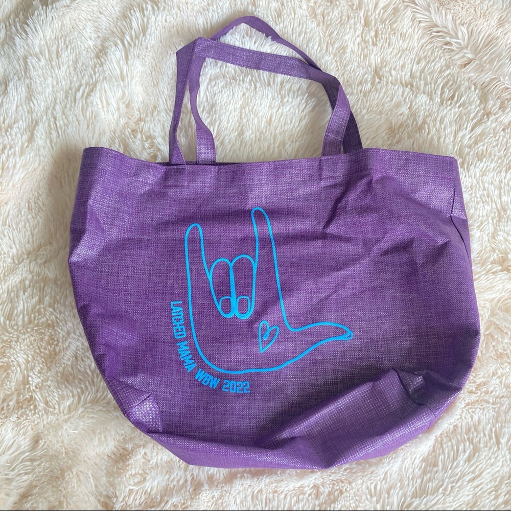 Latched Mama Purple ASL I Love You Tote Bag